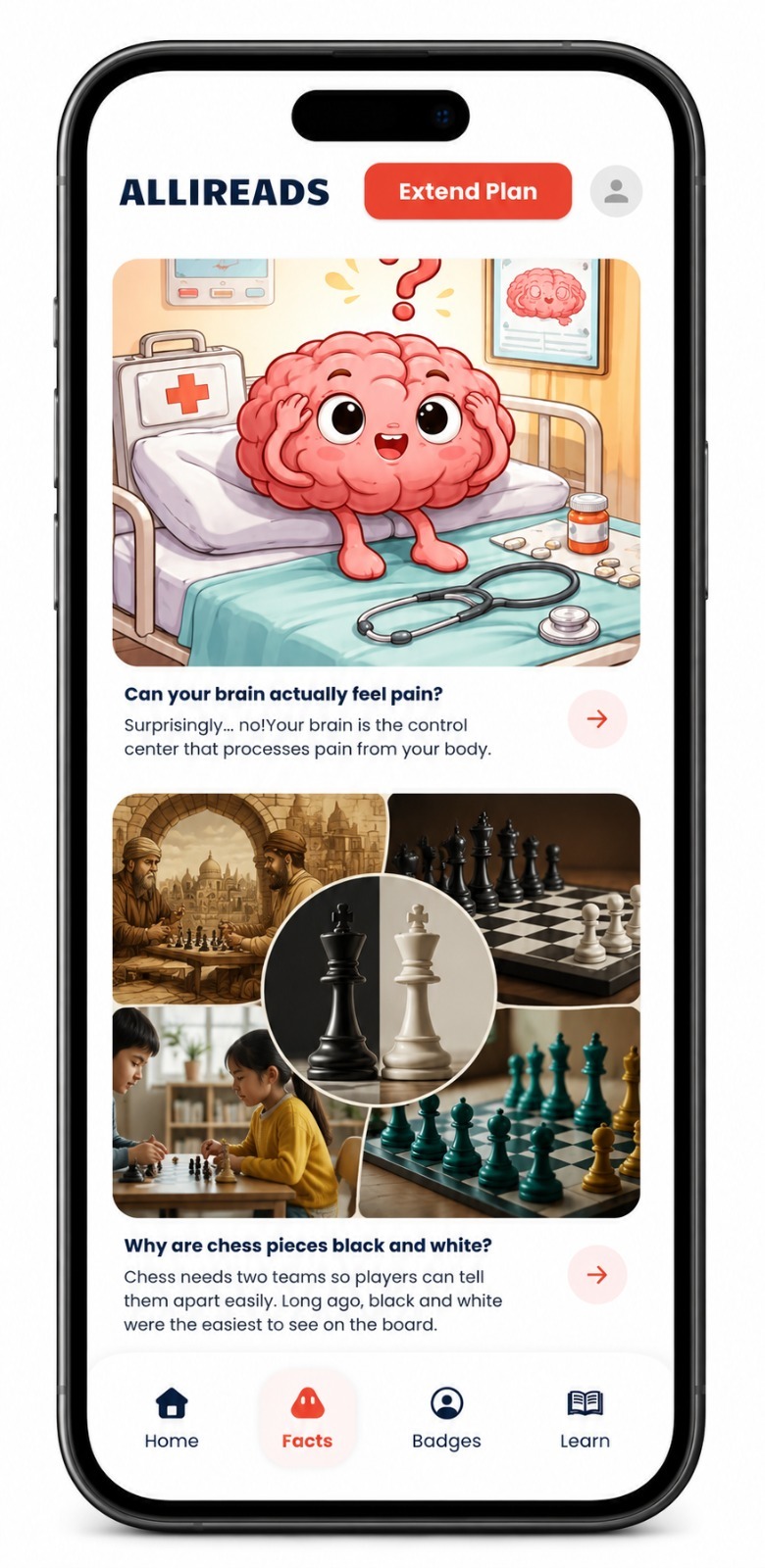 AlliReads fun facts screen